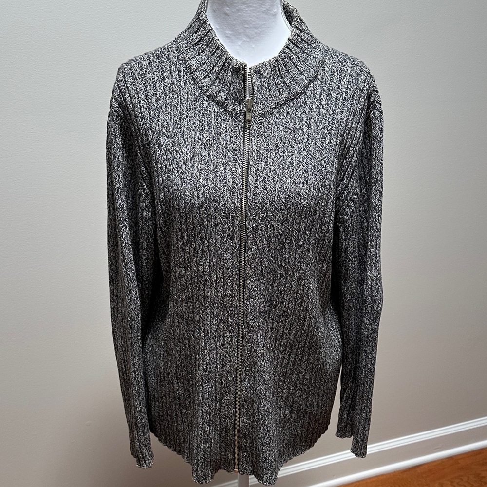 Kim Rogers Gray Zip-Up Cardigan Sweater